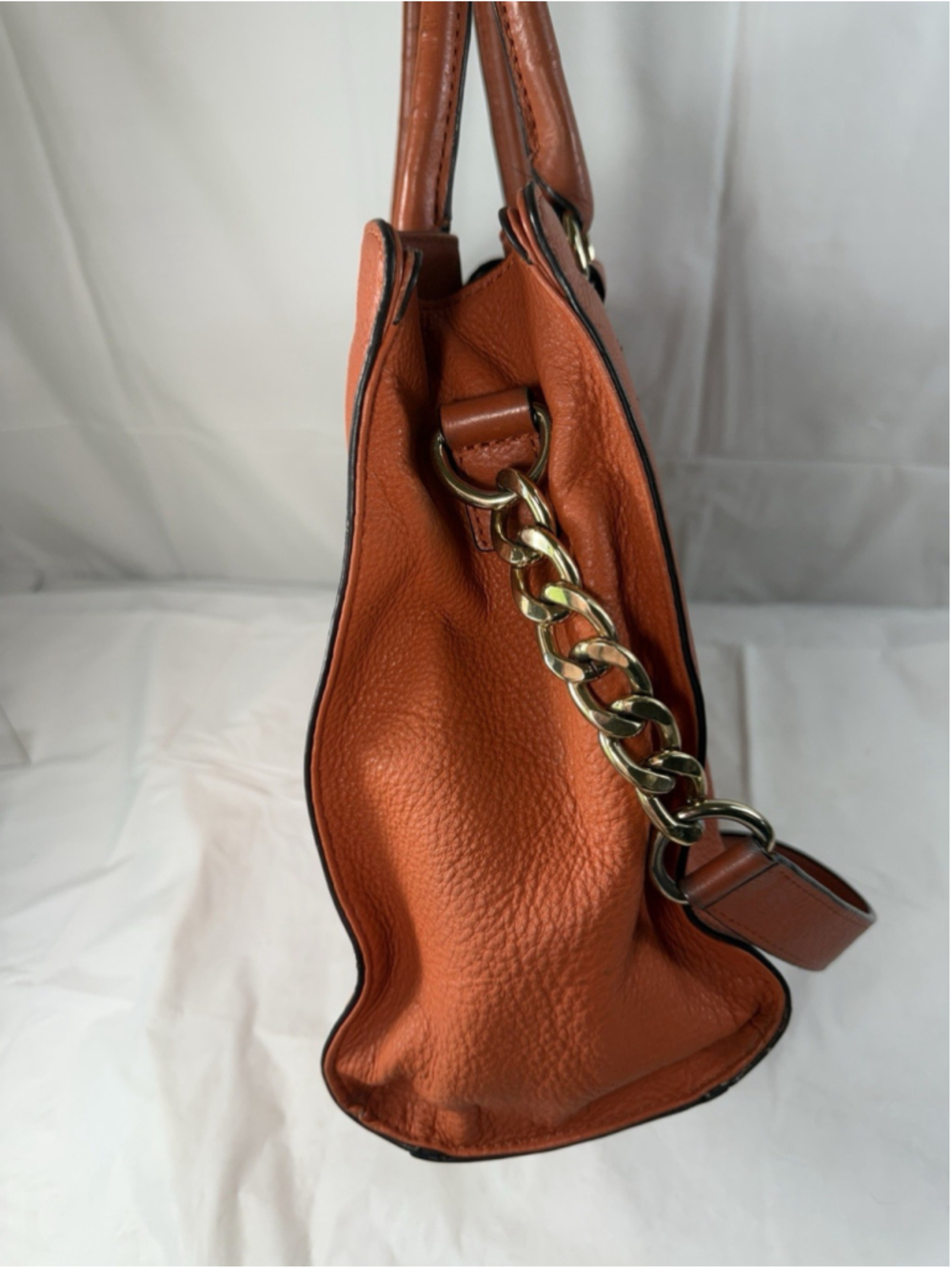 MICHAEL Michael Kors Hamilton Large EW Chain Strap Satchel in Orange - Picture 3 of 15